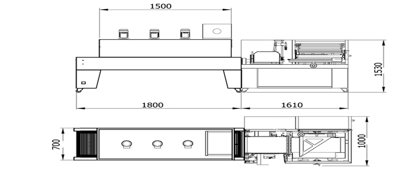 RG-400Automatic Side Sealer Shrink Packing Machine机械平面图